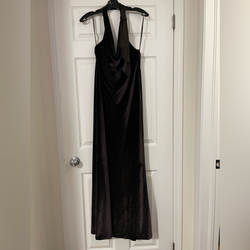 Bnwt Bcbg Paris Cowl Neck Satin Velvet Long Gown In Color Coffe Us Small